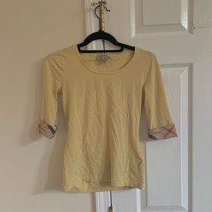 Yellow Burberry Quarter Sleeve Top